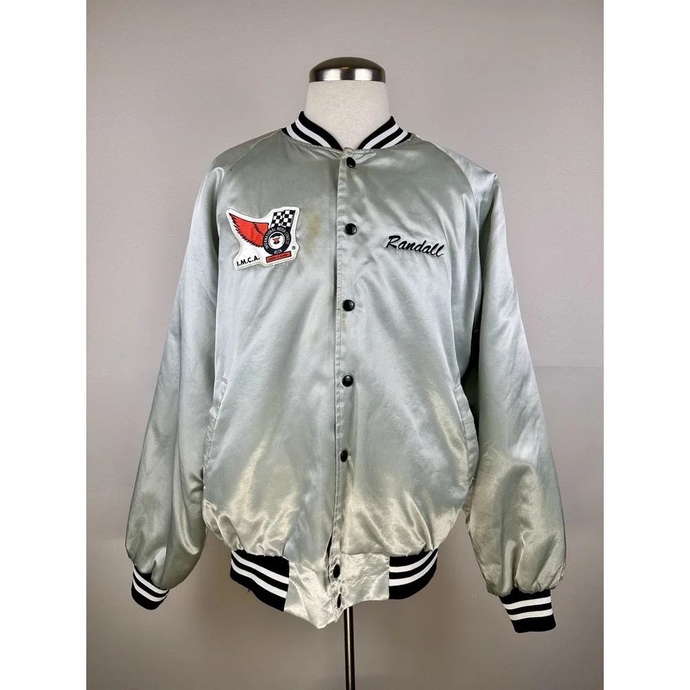 Vintage 80's IMCA‎ Hartwell  Satin Jacket Made In USA Size 2XL RARE Patina